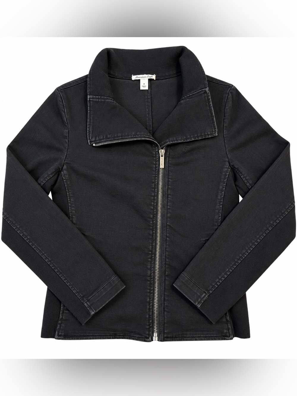 Kenneth Cole Women’s Black Moto Jacket Size Large L Full Zip Stretch